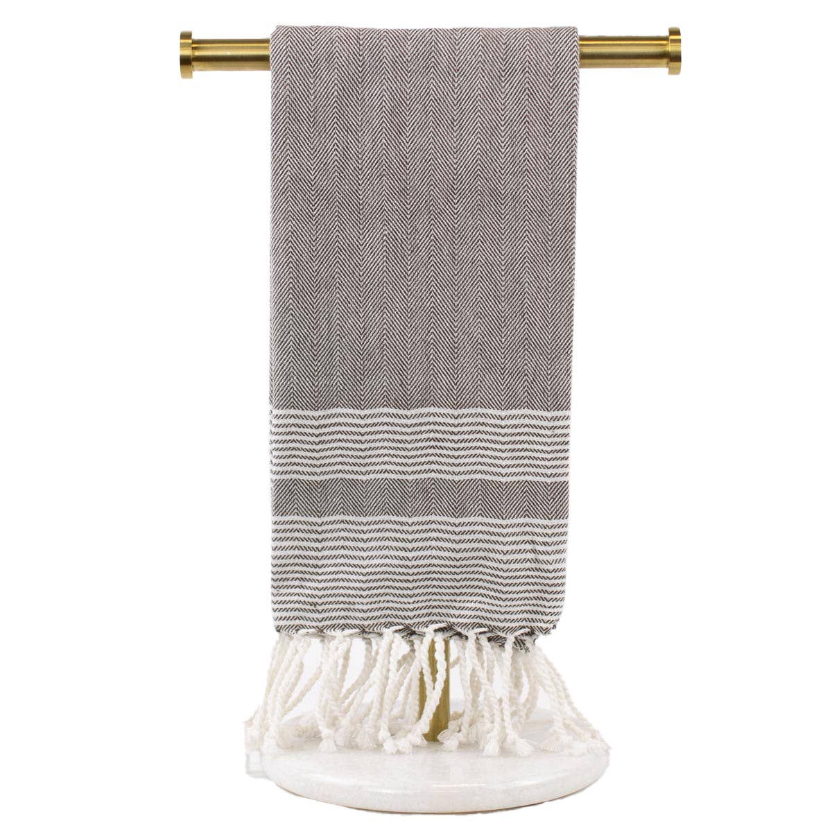 Charlotte Fringe Hand Towel   Coffee/White   20x28