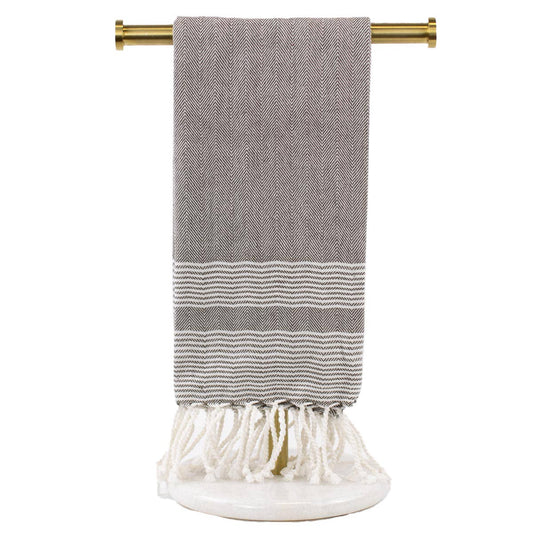 Charlotte Fringe Hand Towel   Coffee/White   20x28
