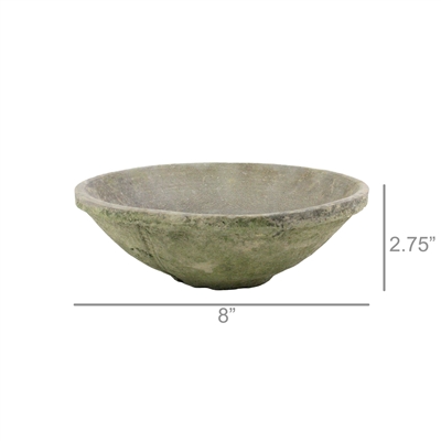 Rustic Terra Cotta Bowl - Med - Moss Grey
