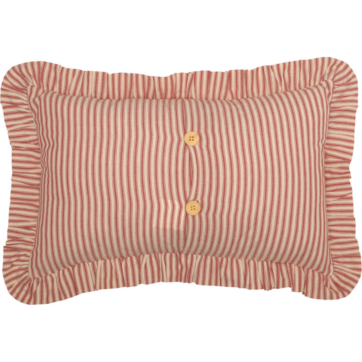 Sawyer Mill Red Ticking Stripe Ruffled Throw Pillow 14x22