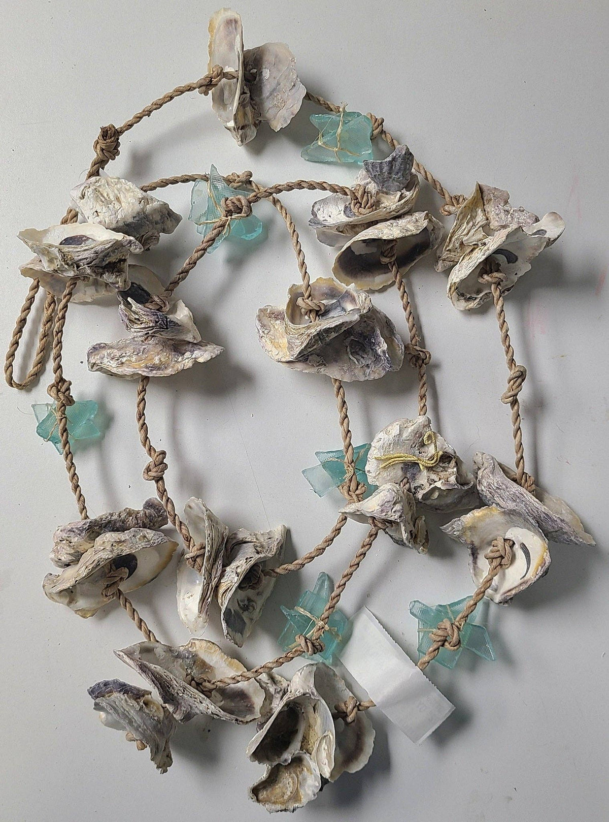 72" Oyster Garland w/ Blue Sea Glass