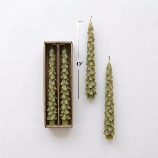 Green Tree Taper Candle - Unscented 10”